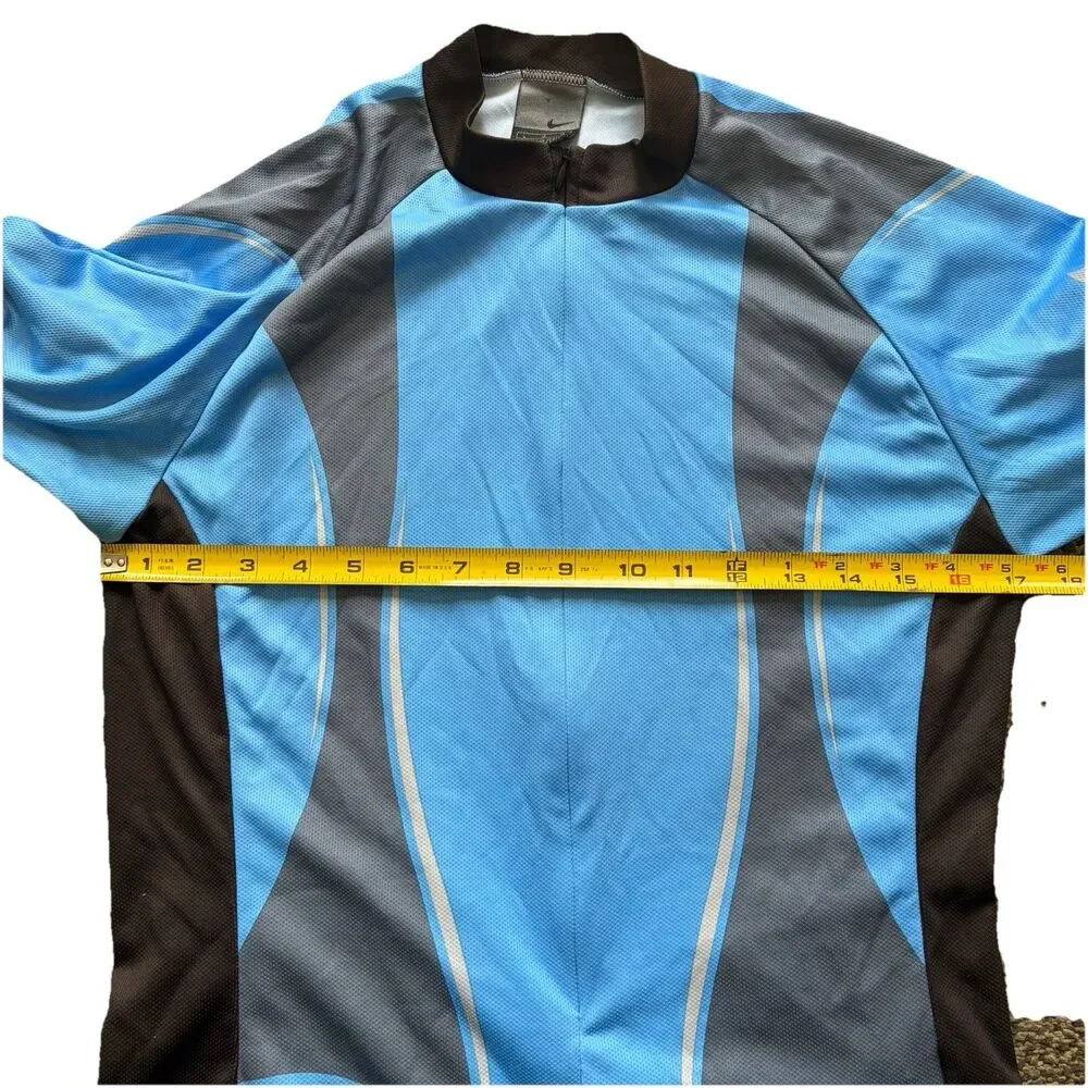 Vtg Y2K Nike Cycling Jersey Large Italy Made Blue Dri-Fit Techwear Gorpcore 2003